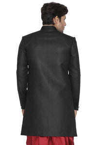 Thumbnail for VM by Vastramay Men's Black Polyester Lurex Blend Sherwani Only Top - Distacart