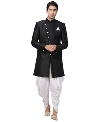 Thumbnail for VM by Vastramay Men's Black Silk Blend Sherwani Set - Distacart