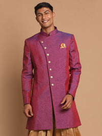 Thumbnail for VM by Vastramay Men's Purple Silk Blend Sherwani Only Top - Distacart