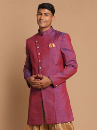 Thumbnail for VM by Vastramay Men's Purple Silk Blend Sherwani Only Top - Distacart