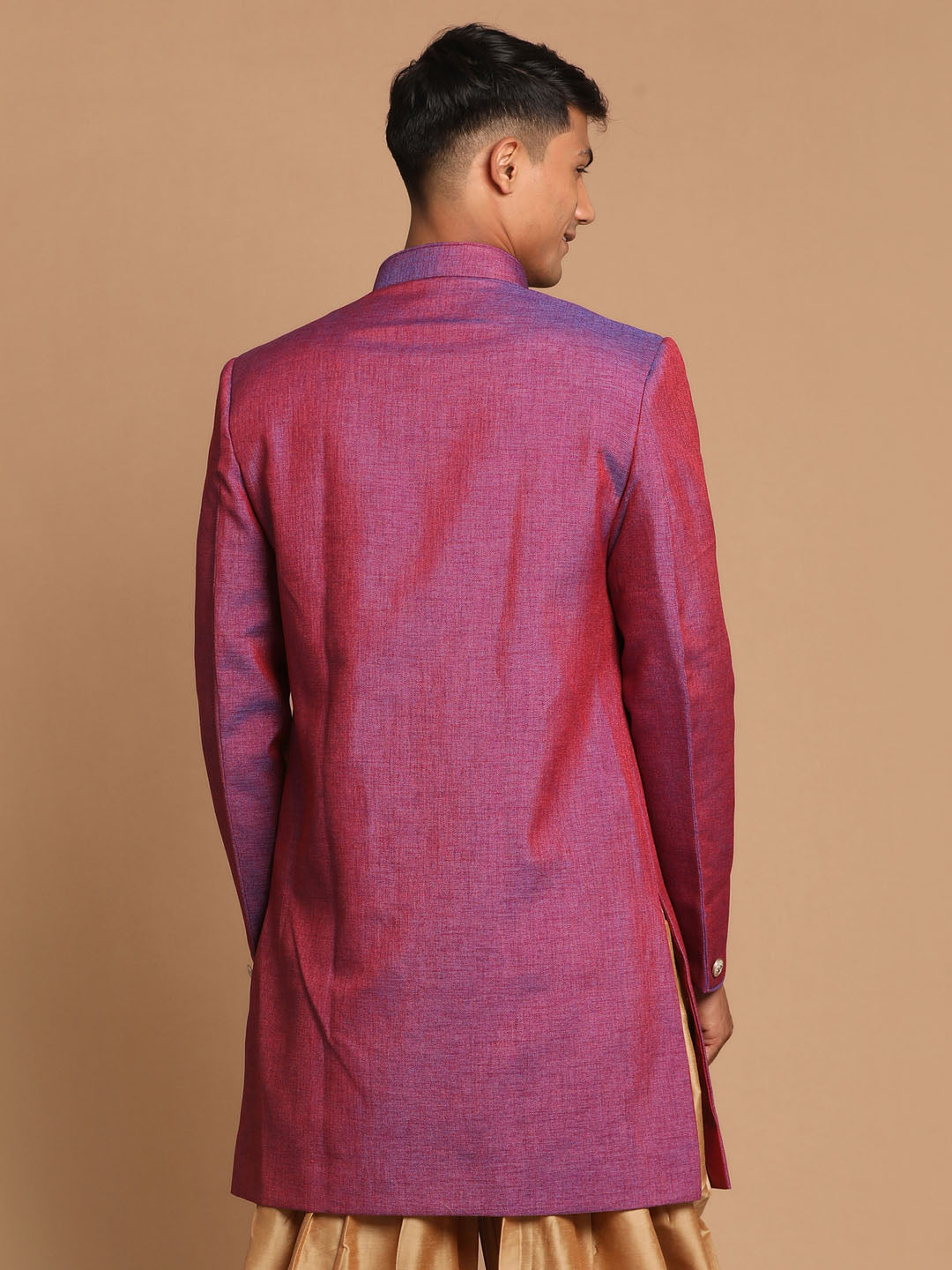 VM by Vastramay Men's Purple Silk Blend Sherwani Only Top - Distacart