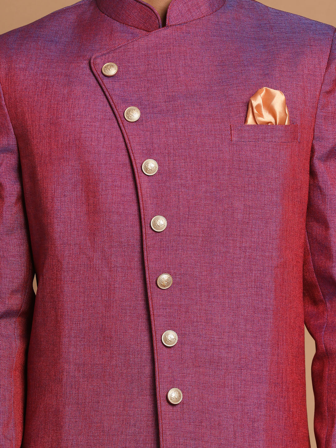 VM by Vastramay Men's Purple Silk Blend Sherwani Only Top - Distacart