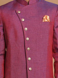 Thumbnail for VM by Vastramay Men's Purple Silk Blend Sherwani Only Top - Distacart
