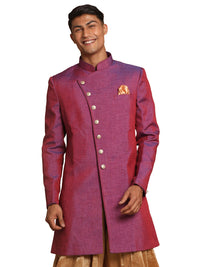 Thumbnail for VM by Vastramay Men's Purple Silk Blend Sherwani Only Top - Distacart