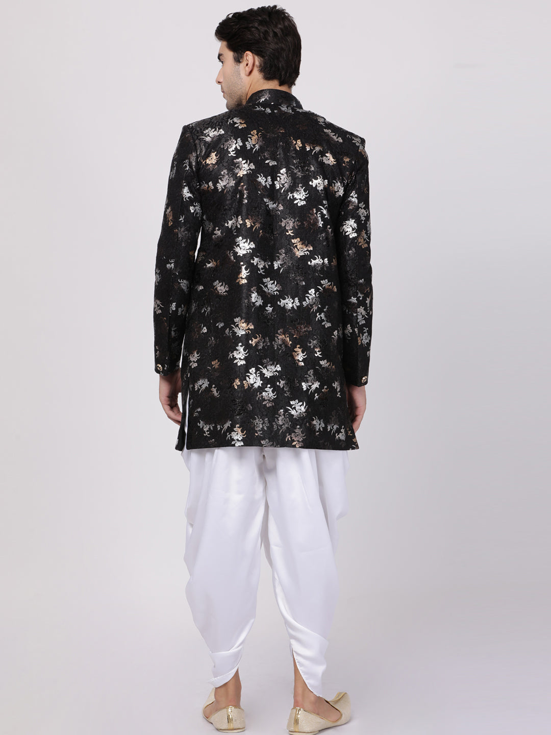 Vastramay Men's Black Polyester Lurex Blend Sherwani Set - Distacart
