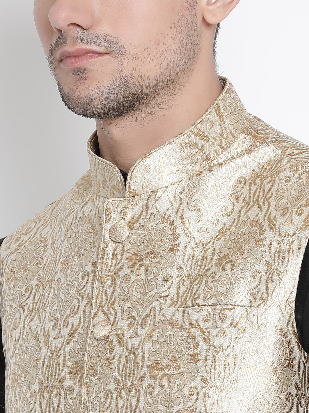 Vastramay Men's Black Silk Blend Jacket, Kurta and Dhoti Set - Distacart