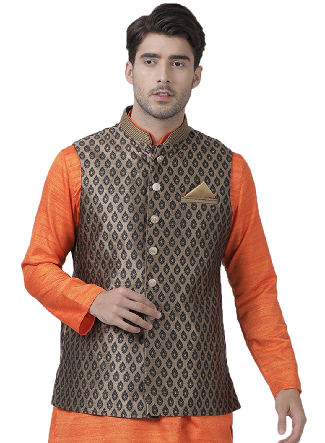 VM by Vastramay Men's Black Silk Blend Nehru Jacket - Distacart