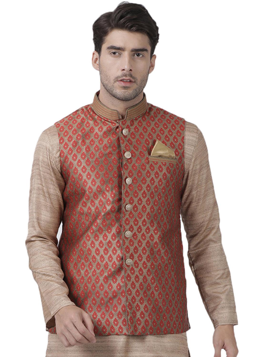 VM by Vastramay Men's Maroon Silk Blend Nehru Jacket - Distacart