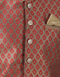 Thumbnail for VM by Vastramay Men's Maroon Silk Blend Nehru Jacket - Distacart
