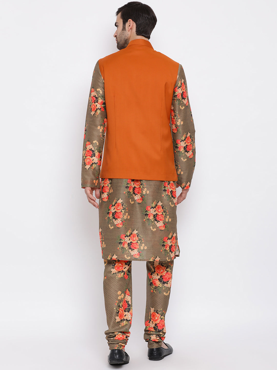 Vastramay Men's Green Silk Blend Jacket, Kurta and Pyjama Set - Distacart