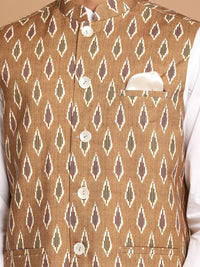 Thumbnail for Vastramay Men's Green And White Pure Cotton Jacket, Kurta And Pyjama Set - Distacart