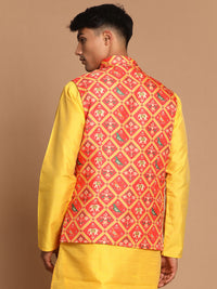 Thumbnail for Vastramay Men's Red Nehru Jacket - Distacart