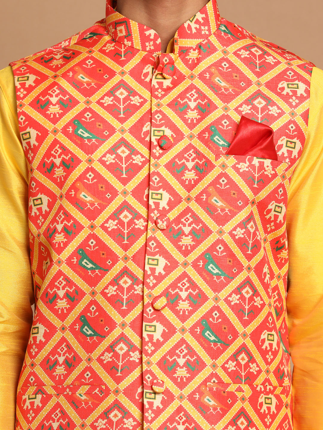 Vastramay Men's Red Nehru Jacket - Distacart