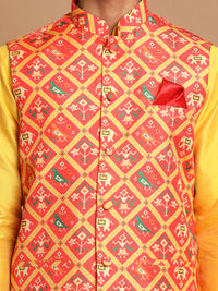 Thumbnail for Vastramay Men's Red Nehru Jacket - Distacart