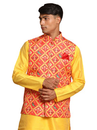 Thumbnail for Vastramay Men's Red Nehru Jacket - Distacart