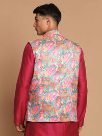 Thumbnail for Vastramay Men's Multicolored Nehru Jacket - Distacart