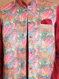 Thumbnail for Vastramay Men's Multicolored Nehru Jacket - Distacart