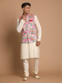 Thumbnail for Vastramay Men's Multicolored Viscose Jacket, Kurta And Pyjama Set - Distacart