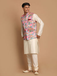 Thumbnail for Vastramay Men's Multicolored Viscose Jacket, Kurta And Pyjama Set - Distacart