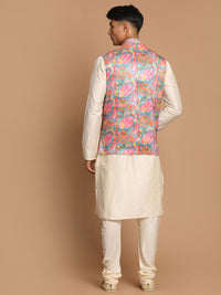 Thumbnail for Vastramay Men's Multicolored Viscose Jacket, Kurta And Pyjama Set - Distacart