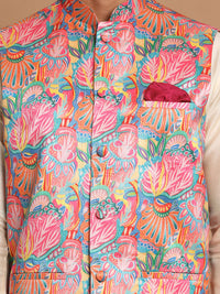 Thumbnail for Vastramay Men's Multicolored Viscose Jacket, Kurta And Pyjama Set - Distacart