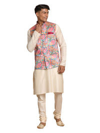 Thumbnail for Vastramay Men's Multicolored Viscose Jacket, Kurta And Pyjama Set - Distacart