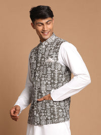 Thumbnail for Vastramay Men's Green Nehru Jacket - Distacart