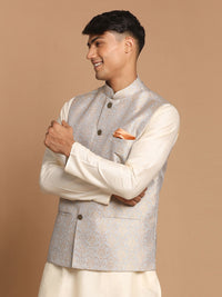 Thumbnail for Vastramay Men's Grey Nehru Jacket - Distacart