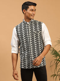 Thumbnail for Vastramay Men's Black Cotton Nehru Jacket - Distacart