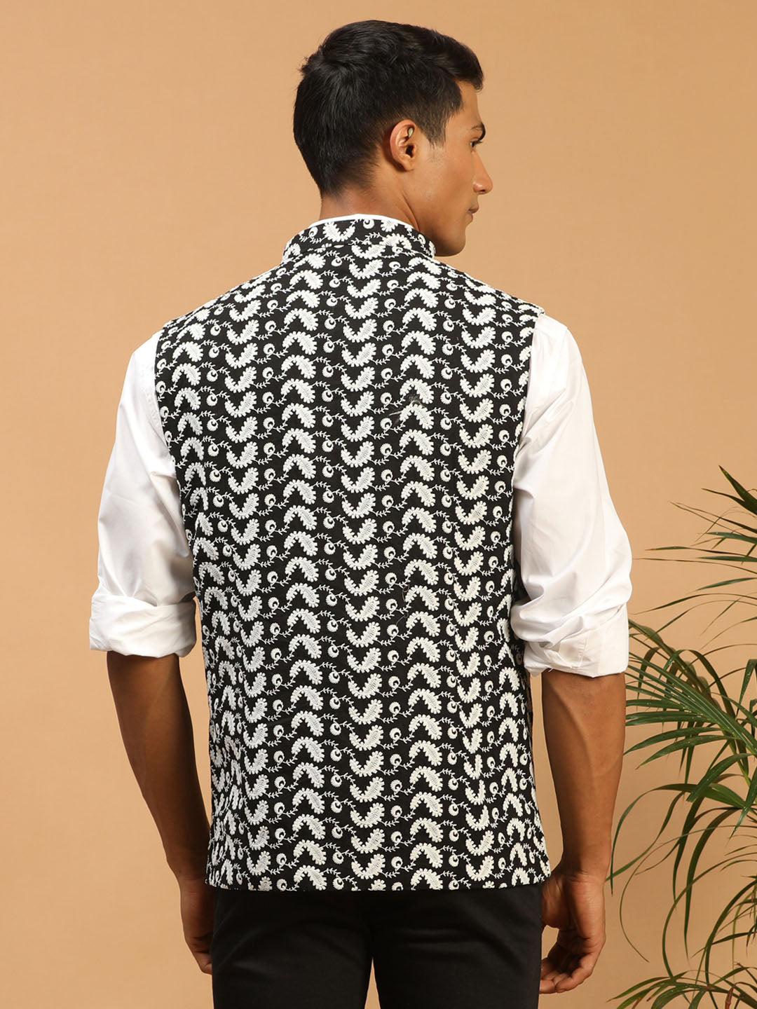 Vastramay Men's Black Cotton Nehru Jacket - Distacart