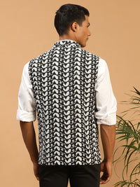 Thumbnail for Vastramay Men's Black Cotton Nehru Jacket - Distacart