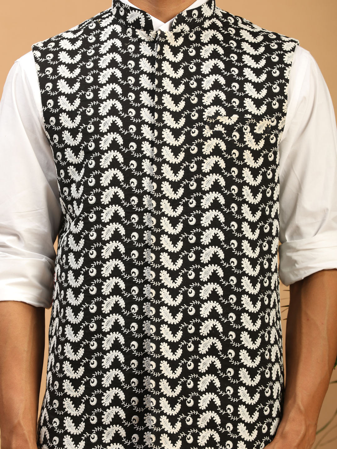 Vastramay Men's Black Cotton Nehru Jacket - Distacart
