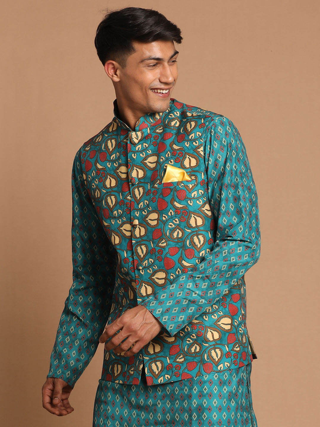 Vastramay Men's Green Nehru Jacket - Distacart