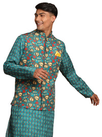 Thumbnail for Vastramay Men's Green Nehru Jacket - Distacart
