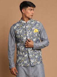 Thumbnail for Vastramay Men's Grey Nehru Jacket - Distacart