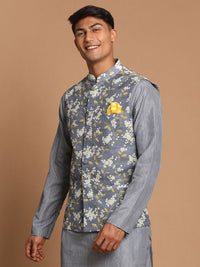 Thumbnail for Vastramay Men's Grey Nehru Jacket - Distacart