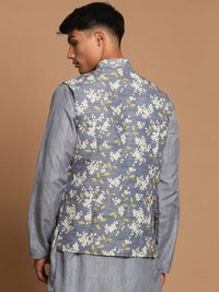 Thumbnail for Vastramay Men's Grey Nehru Jacket - Distacart
