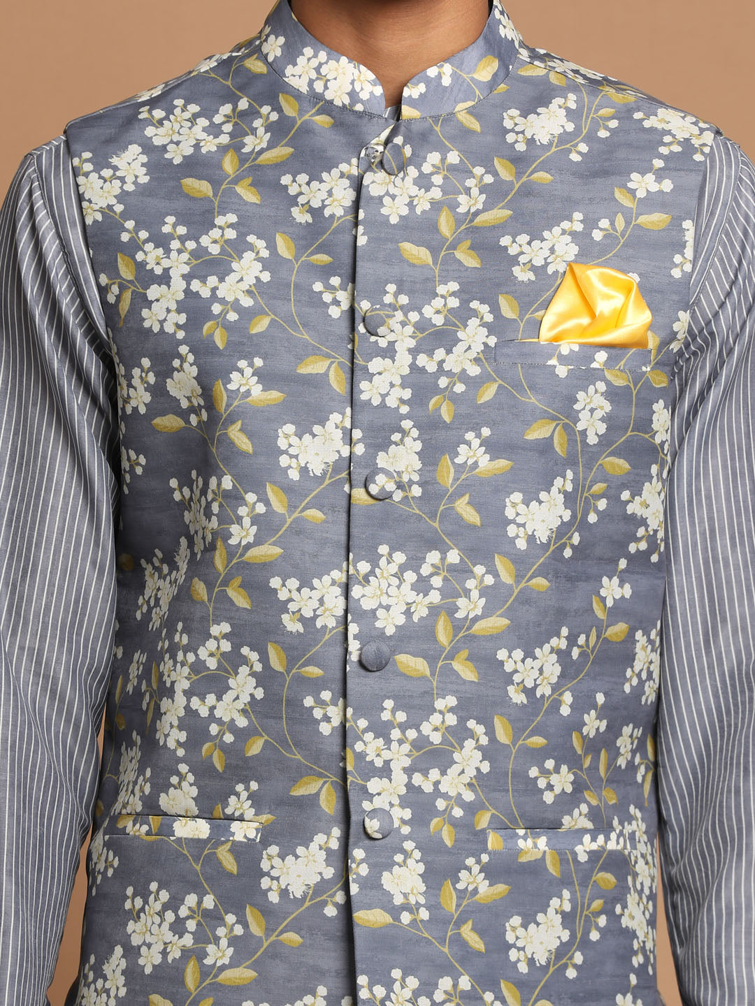 Vastramay Men's Grey Nehru Jacket - Distacart