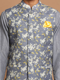 Thumbnail for Vastramay Men's Grey Nehru Jacket - Distacart