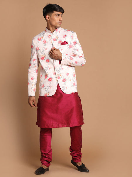 Vastramay Men's Peach And Pink Poly Viscose Ethnic Combo Set - Distacart