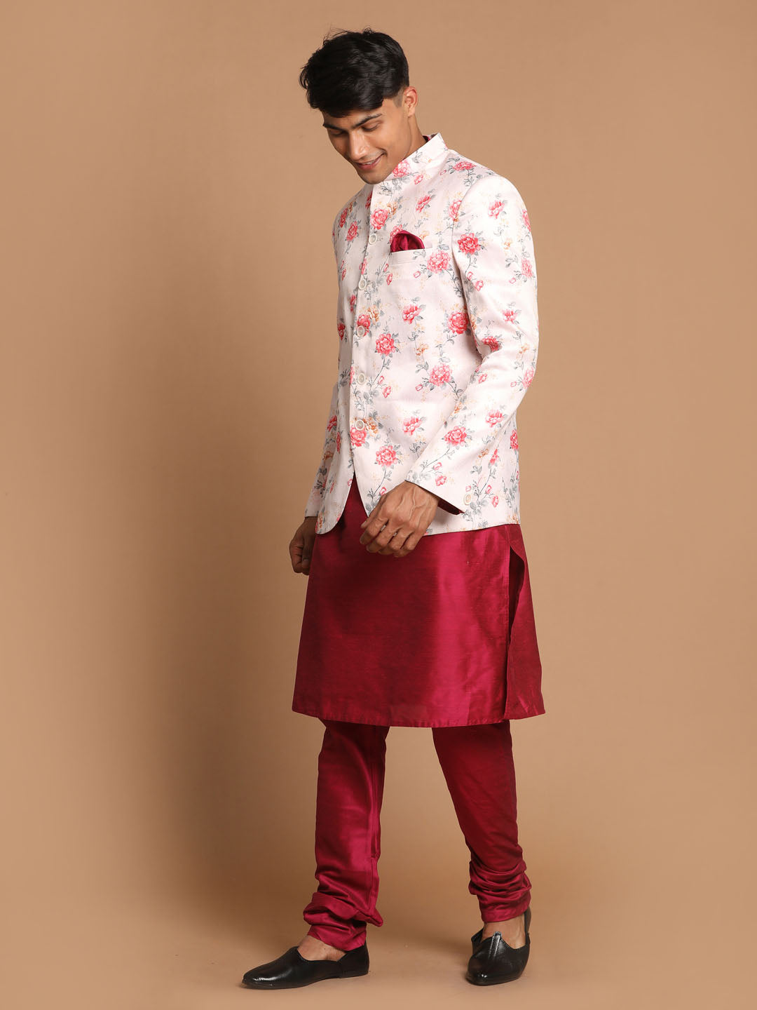 Vastramay Men's Peach And Pink Poly Viscose Ethnic Combo Set - Distacart