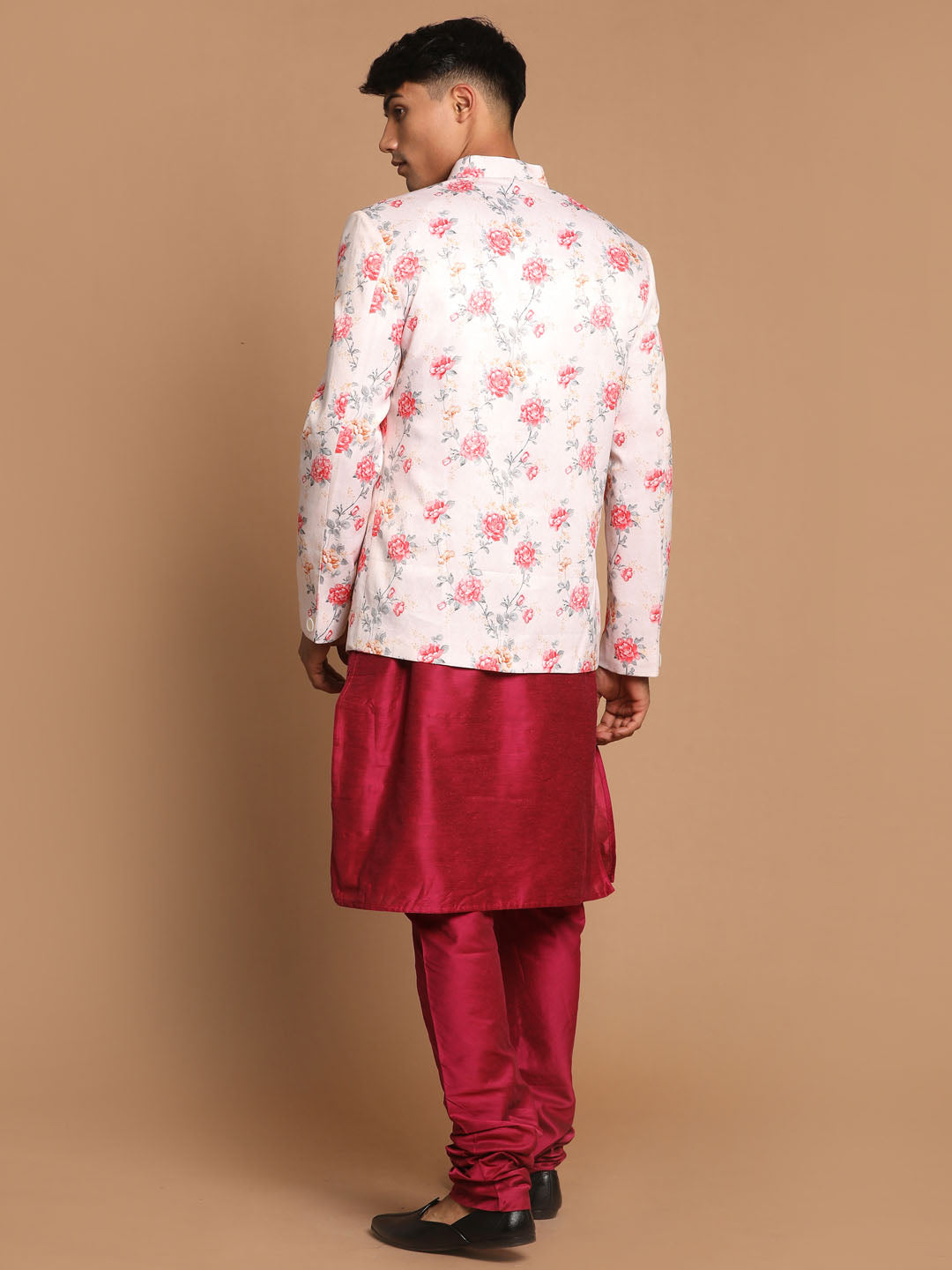 Vastramay Men's Peach And Pink Poly Viscose Ethnic Combo Set - Distacart