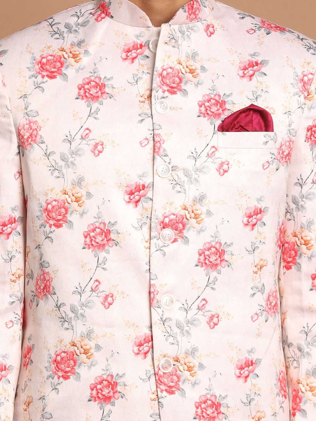 Vastramay Men's Peach And Pink Poly Viscose Ethnic Combo Set - Distacart