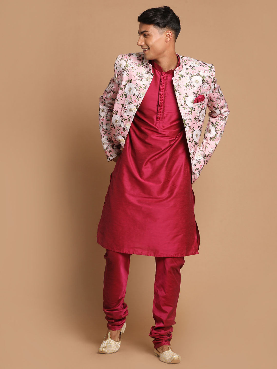 Vastramay Men's Pink Poly Viscose Ethnic Combo Set - Distacart