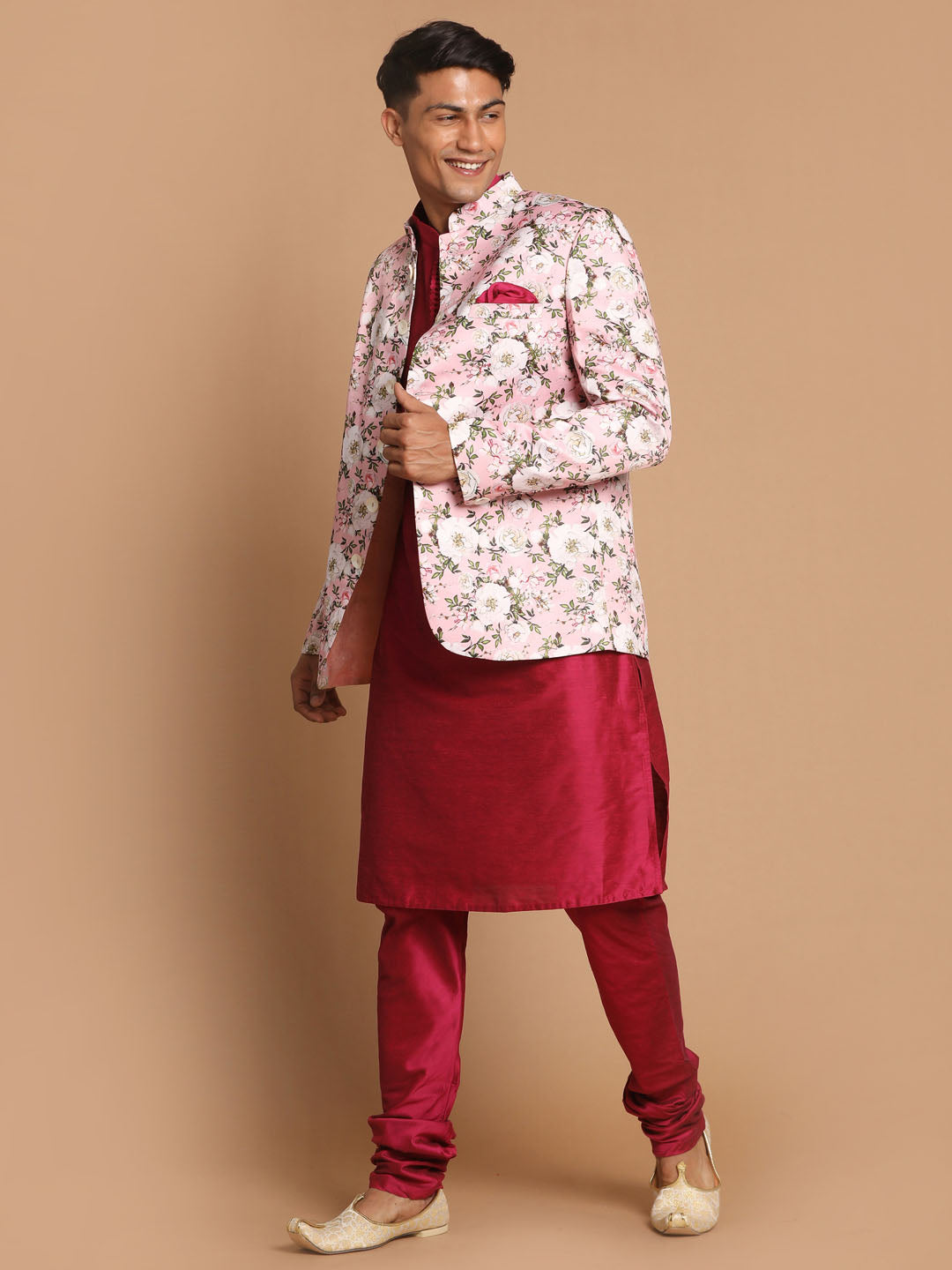 Vastramay Men's Pink Poly Viscose Ethnic Combo Set - Distacart