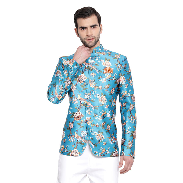 Vastramay Men's Turquoise Silk Blend Jodhpuri - Distacart