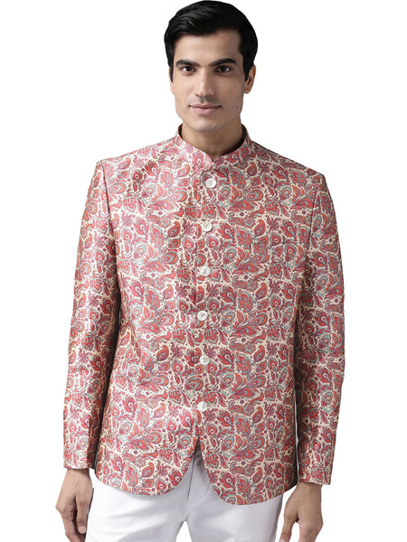 Vastramay Men's Multicolor-Base-Pink Silk Blend Jodhpuri - Distacart