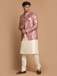Thumbnail for Vastramay Men's Multicolor-Base-Pink And Cream Viscose Ethnic Combo Set - Distacart