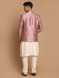 Thumbnail for Vastramay Men's Multicolor-Base-Pink And Cream Viscose Ethnic Combo Set - Distacart