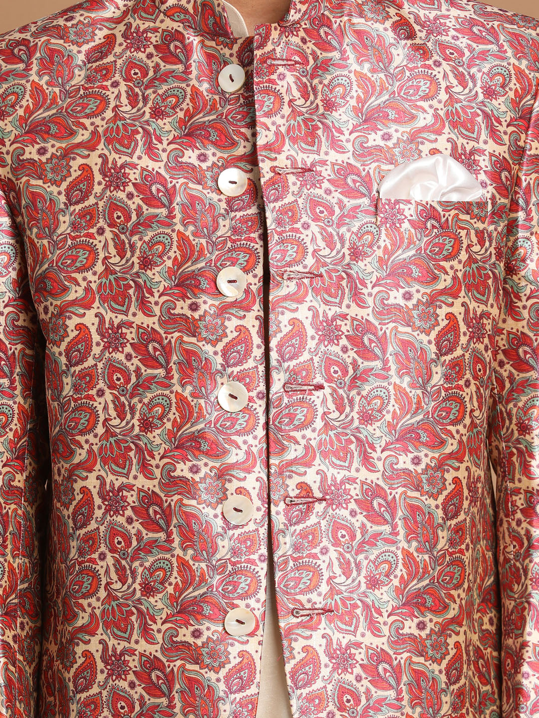Vastramay Men's Multicolor-Base-Pink And Cream Viscose Ethnic Combo Set - Distacart